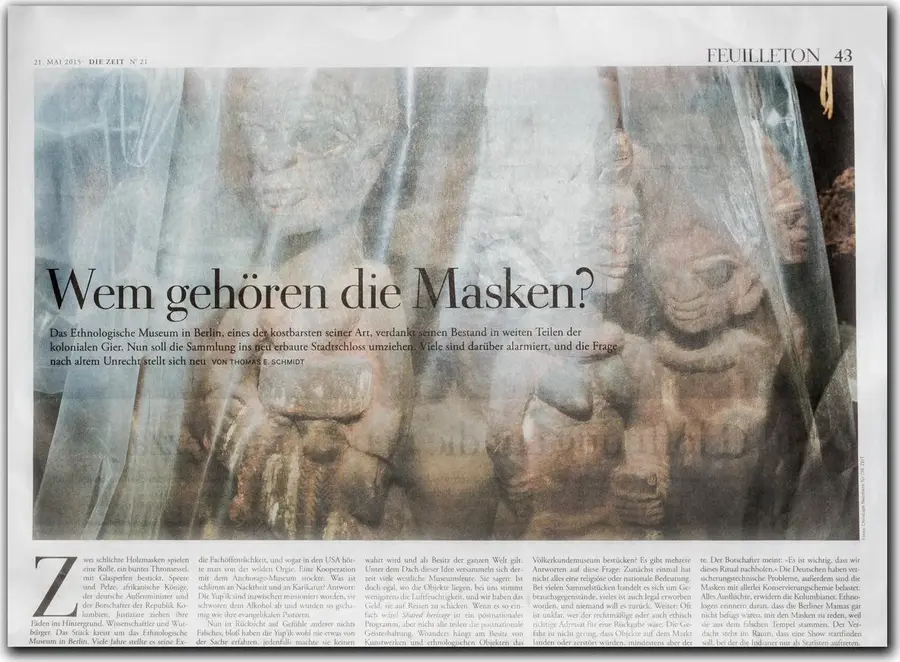 Die Zeit , Wem gehören die Masken, photographed by Christoph Neumann